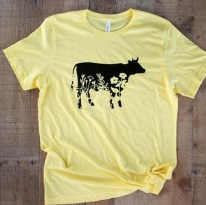 Floral cow tshirt